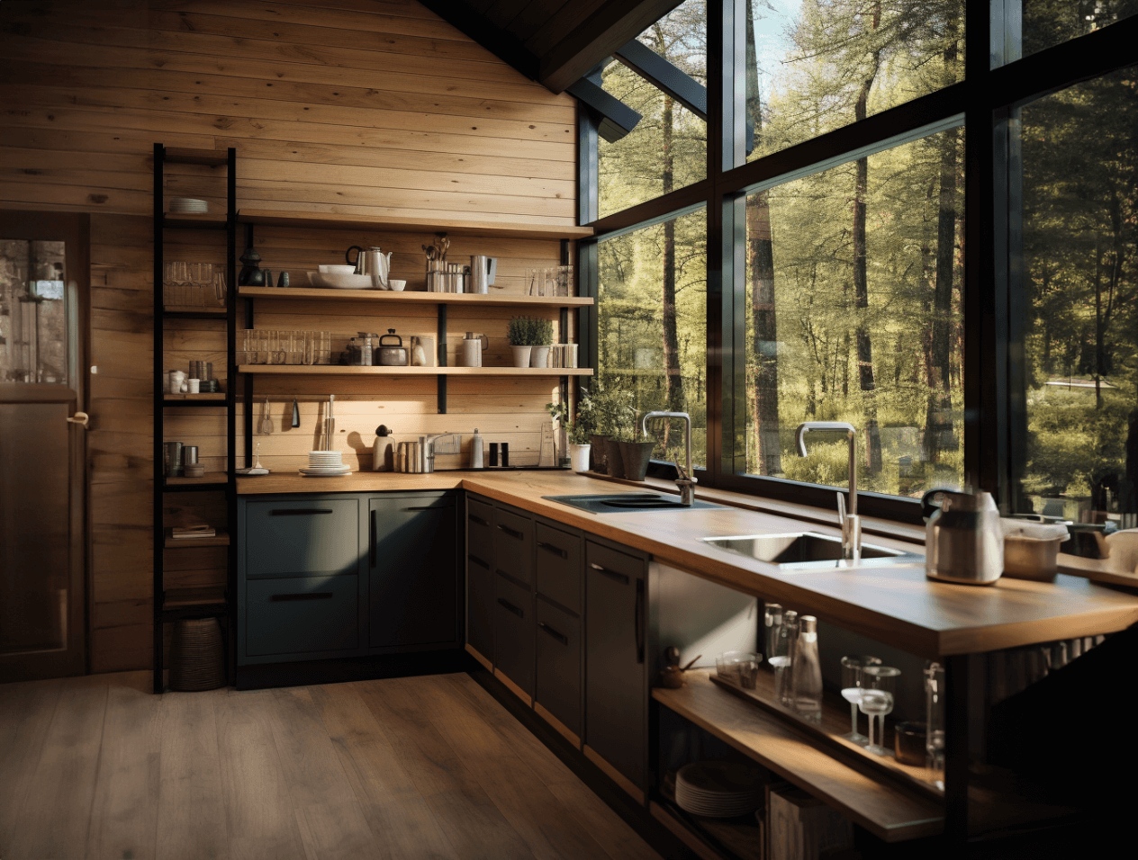 Modern cabin kitchen