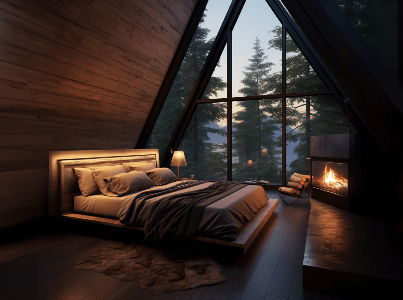 Modern cabin bedroom